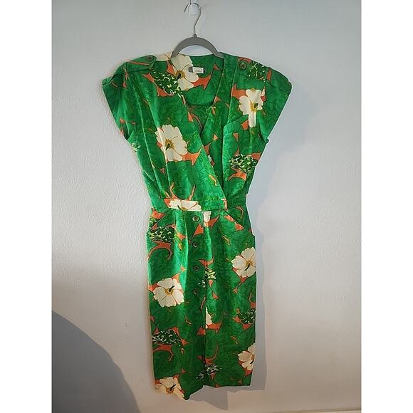 Vtg Liberty Java Hawaiian 100% Linen Dress Maxi Women SZ 8 Made In USA - Picture 1 of 8